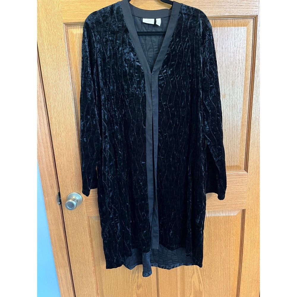 LOGO Lavish Black Velvet Long Jacket Whimsigoth Romantic Goth Vampire Witchy L